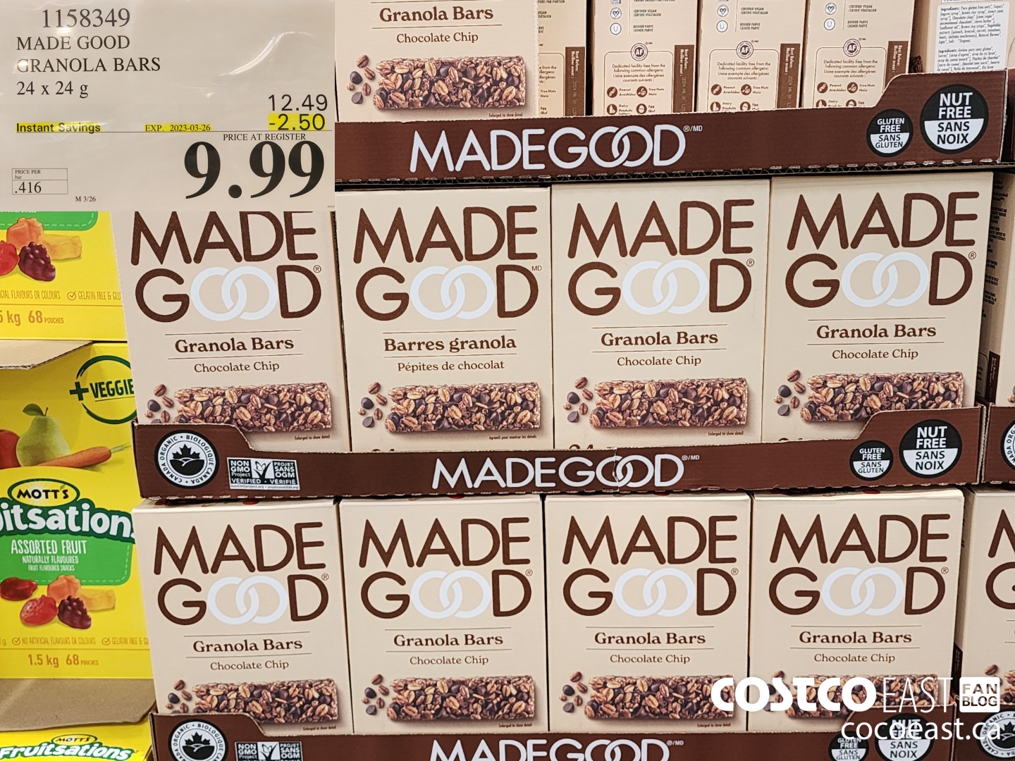 1158349 MADE GOOD GRANOLA BARS 24 X 24G ($2.50 INSTANT SAVINGS EXPIRES ON 2023-03-26) $9.99