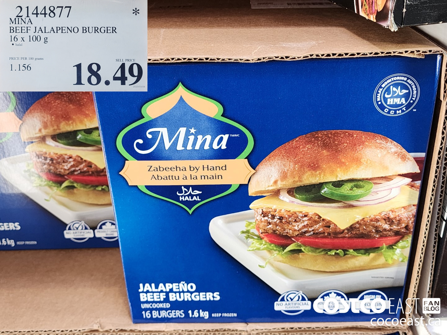 2144877 MINA BEEF JALAPENO BURGER 16 x 100 g $18.49
