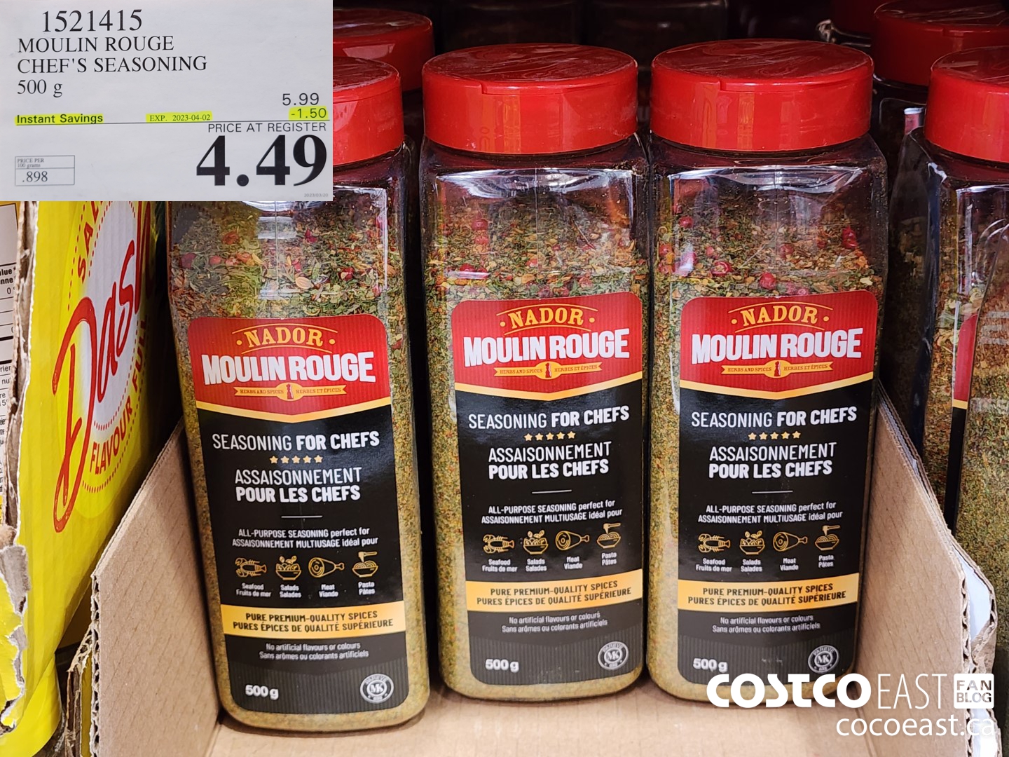 1521415 MOULIN ROUGE CHEF'S SEASONING 500 g ($1.50 INSTANT SAVINGS EXPIRES ON 2023-04-02) $4.49