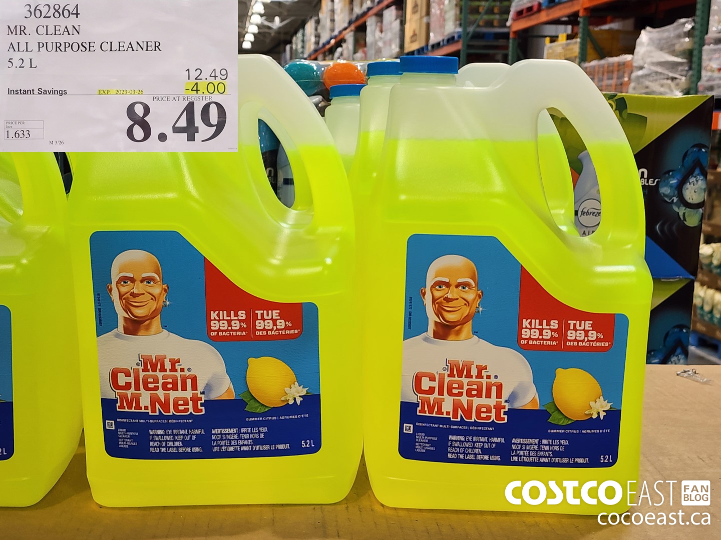 362864 MR. CLEAN ALL PURPOSE CLEANER 5.2 L ($4.00 INSTANT SAVINGS EXPIRES ON 2023-03-26) $8.49