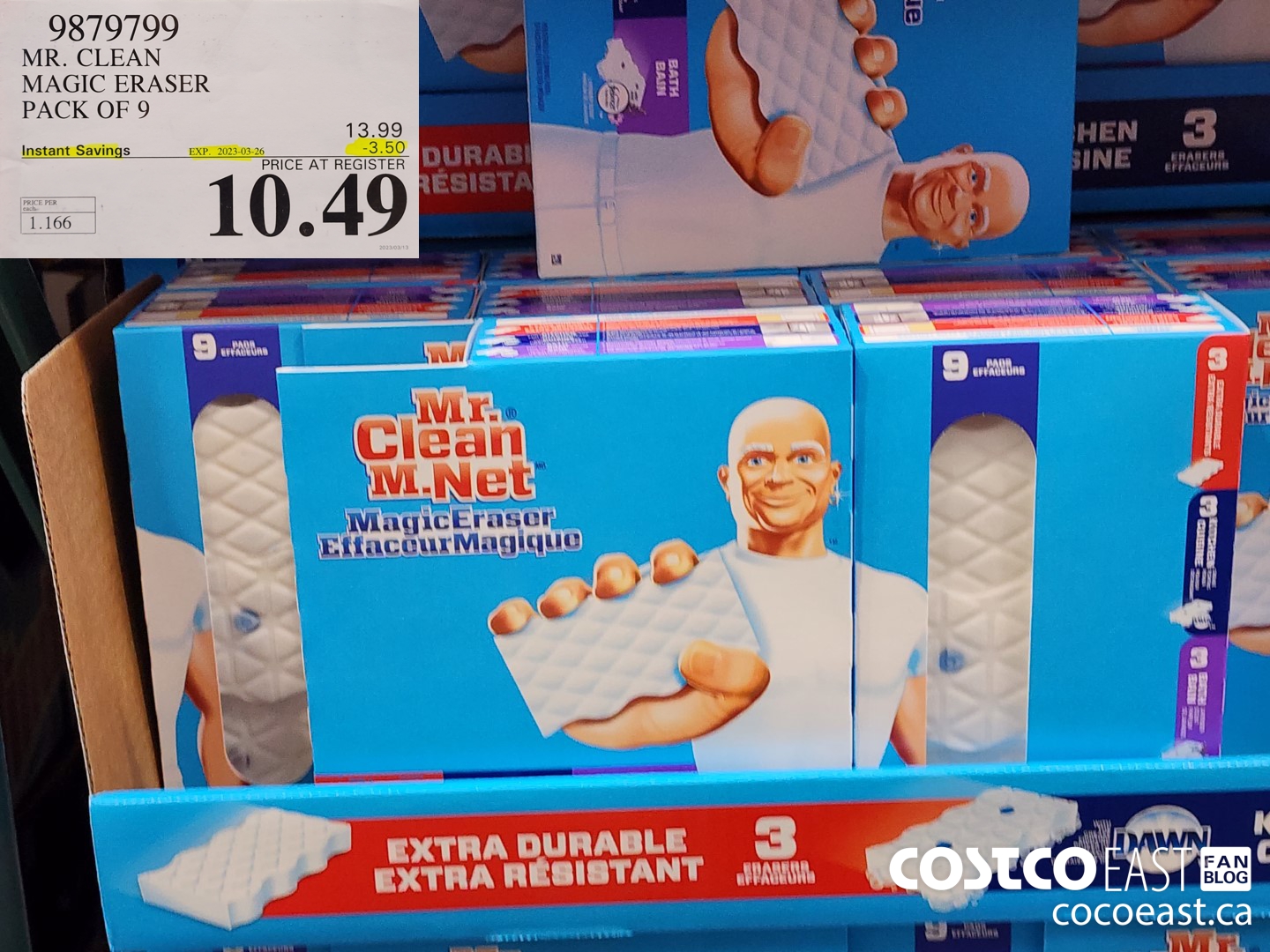 9879799 MR. CLEAN MAGIC ERASER pack of 9 ($3.50 INSTANT SAVINGS EXPIRES ON 2023-03-26) $10.49