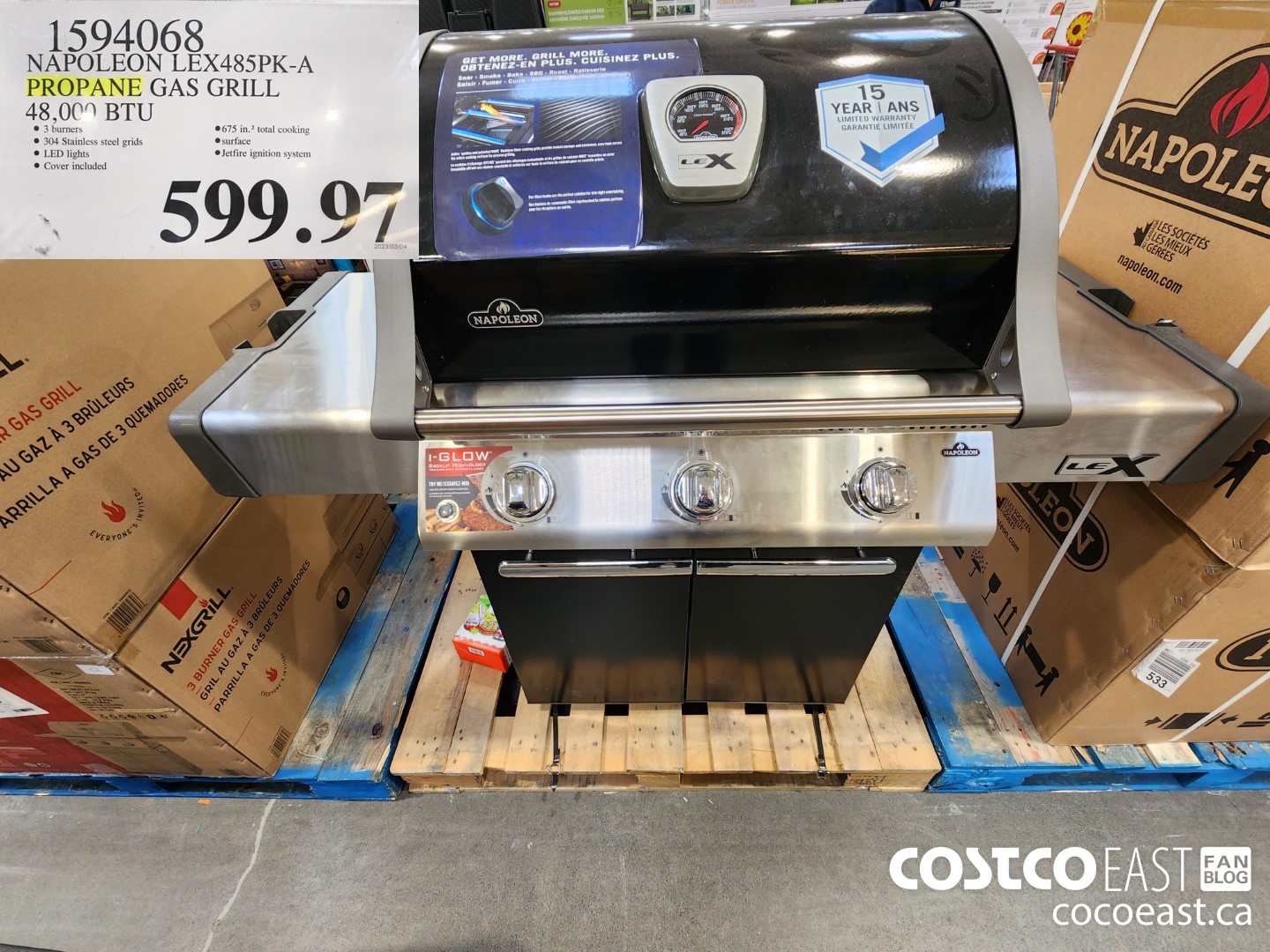 1594068 NAPOLEON LEX485PK-A PROPANE GAS GRILL 48,000 BTU $599.97