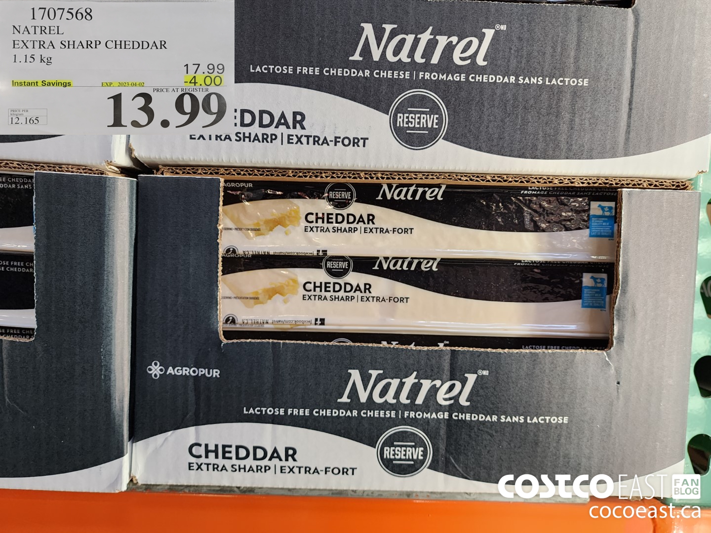 1707568 NATREL EXTRA SHARP CHEDDAR 1.15 kg ($4.00 INSTANT SAVINGS EXPIRES ON 2023-04-02) $13.99