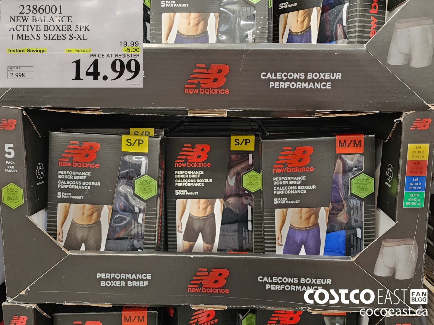 2386001 NEW BALAWCE ACTIVE BOXER SPK +MENS SIZES S-XL ($5.00 INSTANT SAVINGS EXPIRES ON 2023-03-26) $14.99