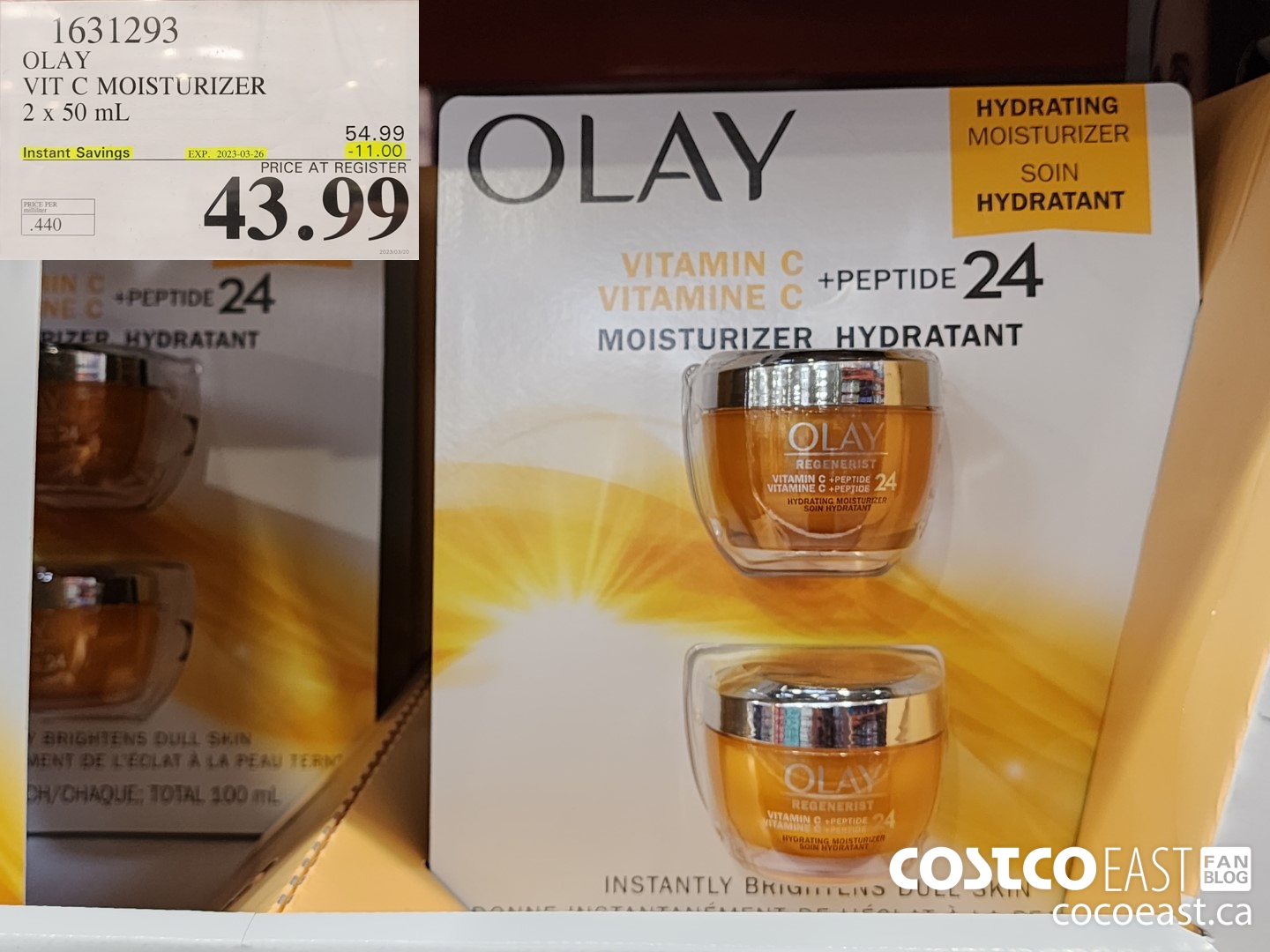 1631293 OLAY VIT C MOISTURIZER 2 x 50 mL ($11.00 INSTANT SAVINGS EXPIRES ON 2023-03-26) $43.99