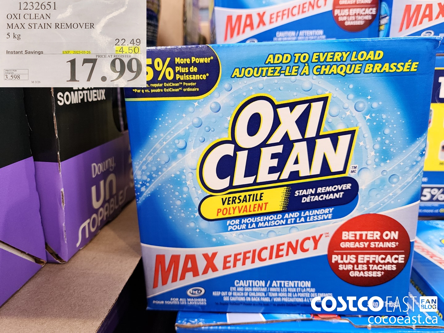 1232651 OXI CLEAN MAX STAIN REMOVER 5 KG ($4.50 INSTANT SAVINGS EXPIRES ON 2023-03-26) $17.99