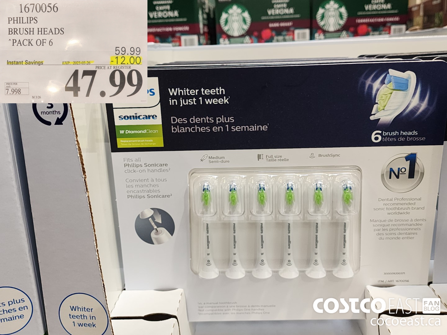 1670056 PHILIPS BRUSH HEADS PACK OF 6 ($12.00 INSTANT SAVINGS EXPIRES ON 2023-03-26) $47.99