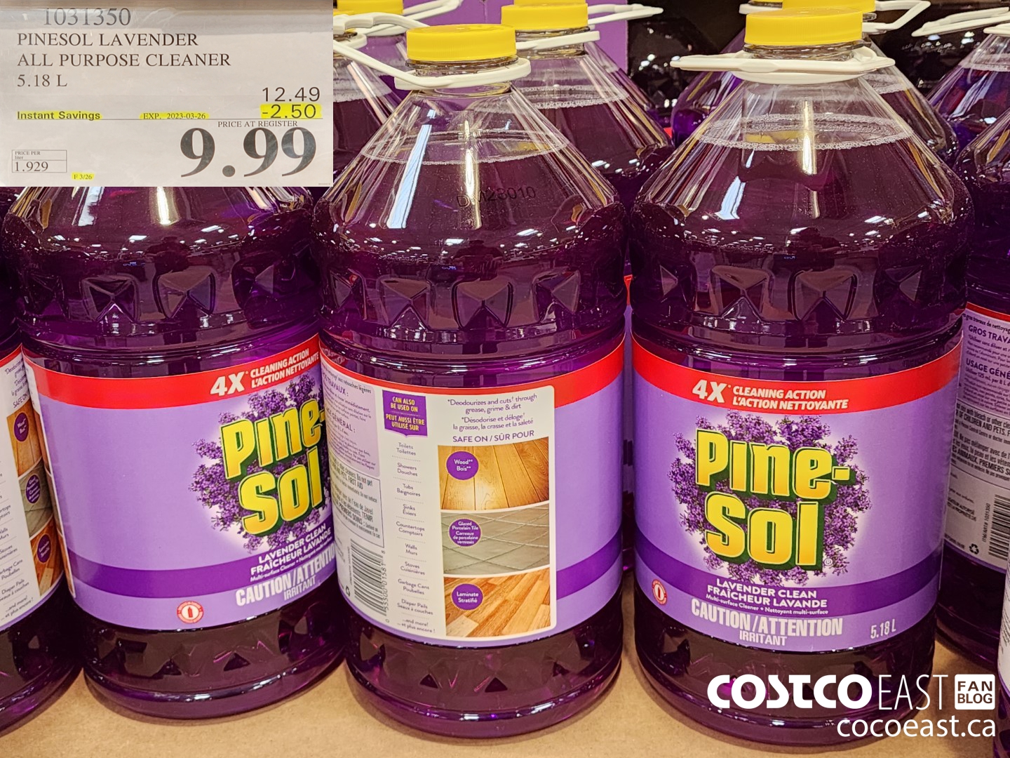 1031350 PINESOL LAVANDER ALL PURPOSE CLEANER 5.18 L ($2.50 INSTANT SAVINGS EXPIRES ON 2023-03-26) $9.99