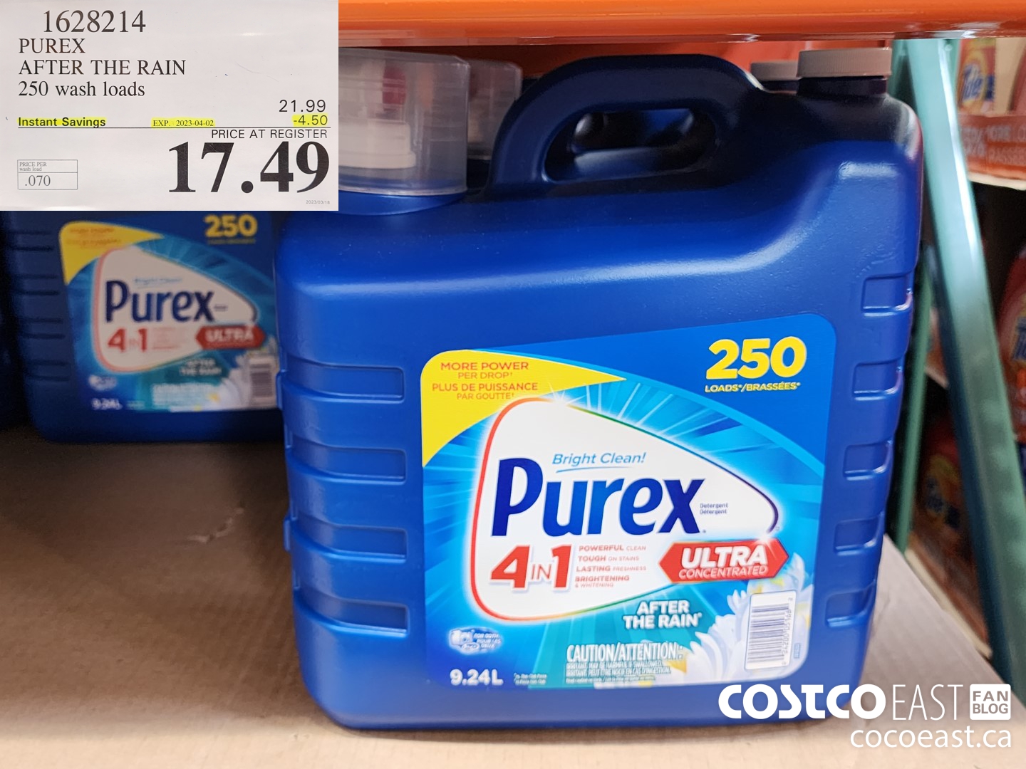 1628214 PUREX AFTER THE RAIN 250 wash loads ($4.50 INSTANT SAVINGS EXPIRES ON 2023-04-02) $17.49