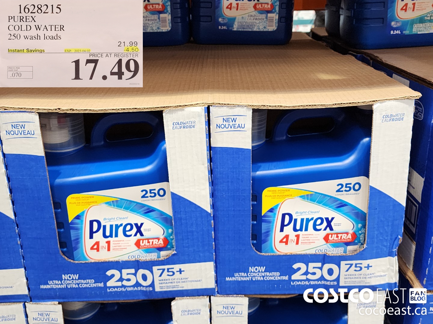 1628215 PUREX COLD WATER 250 wash loads ($4.50 INSTANT SAVINGS EXPIRES ON 2023-04-02) $17.49