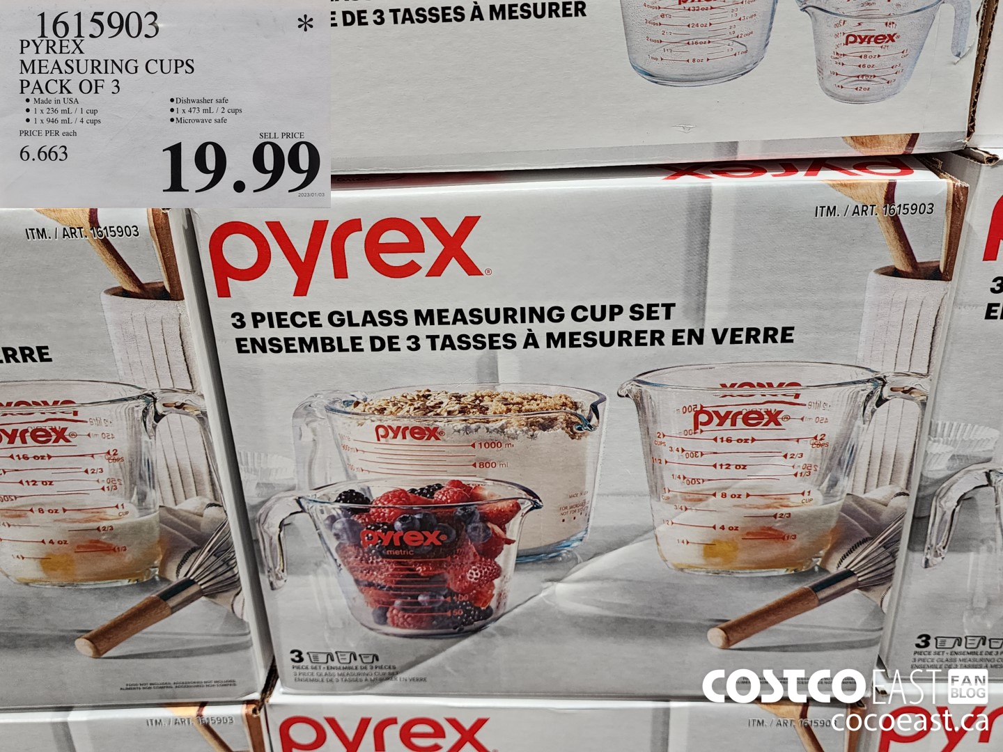 PYREX 3 Piece Glass Measuring Cup Set - Clear NEW IN BOX! # 1615903  AUTHENTIC