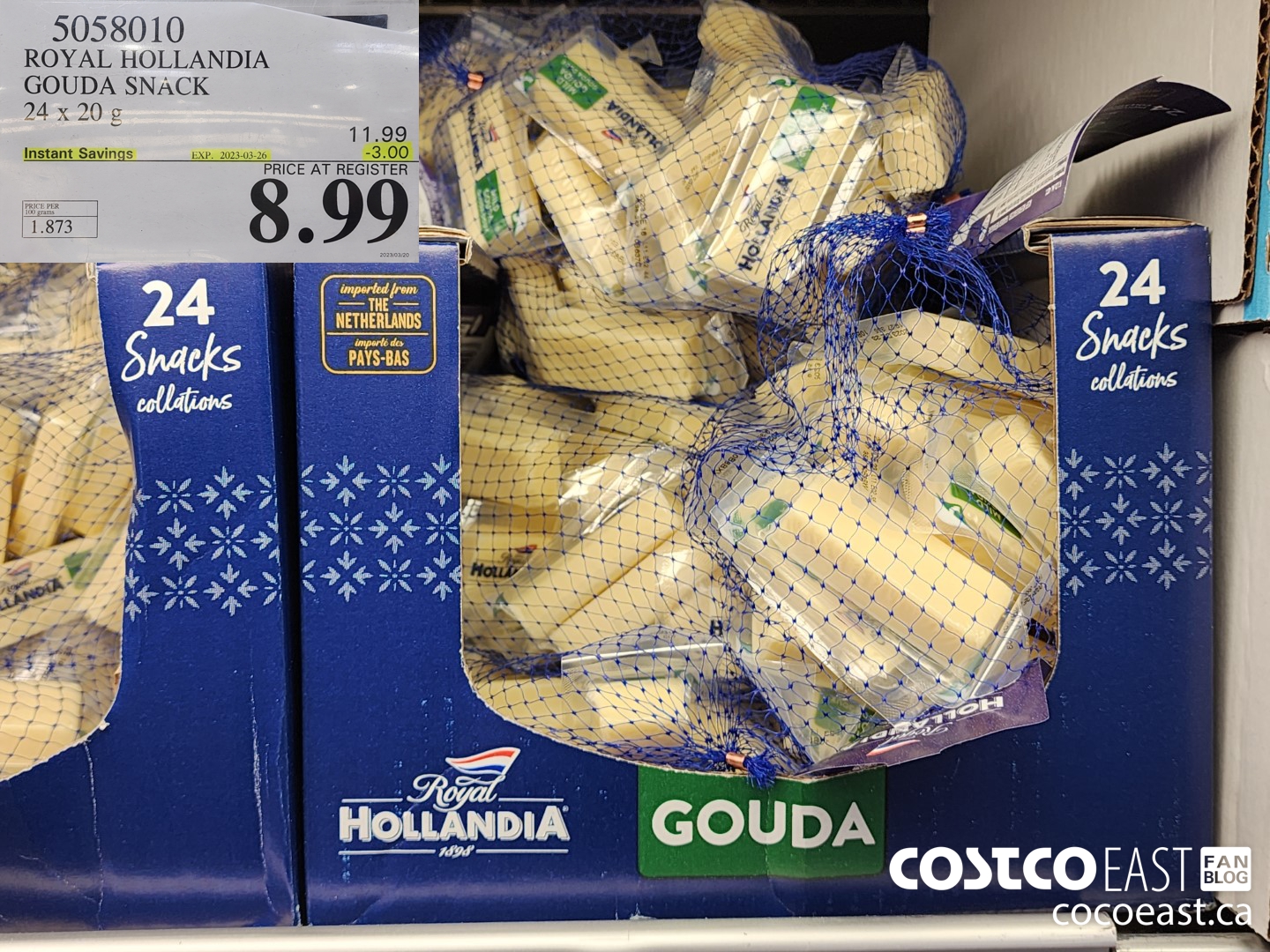 5058010 ROYAL HOLLANDIA GOUDA SNACK 24 x 20 g ($3.00 INSTANT SAVINGS EXPIRES ON 2023-03-26) $8.99