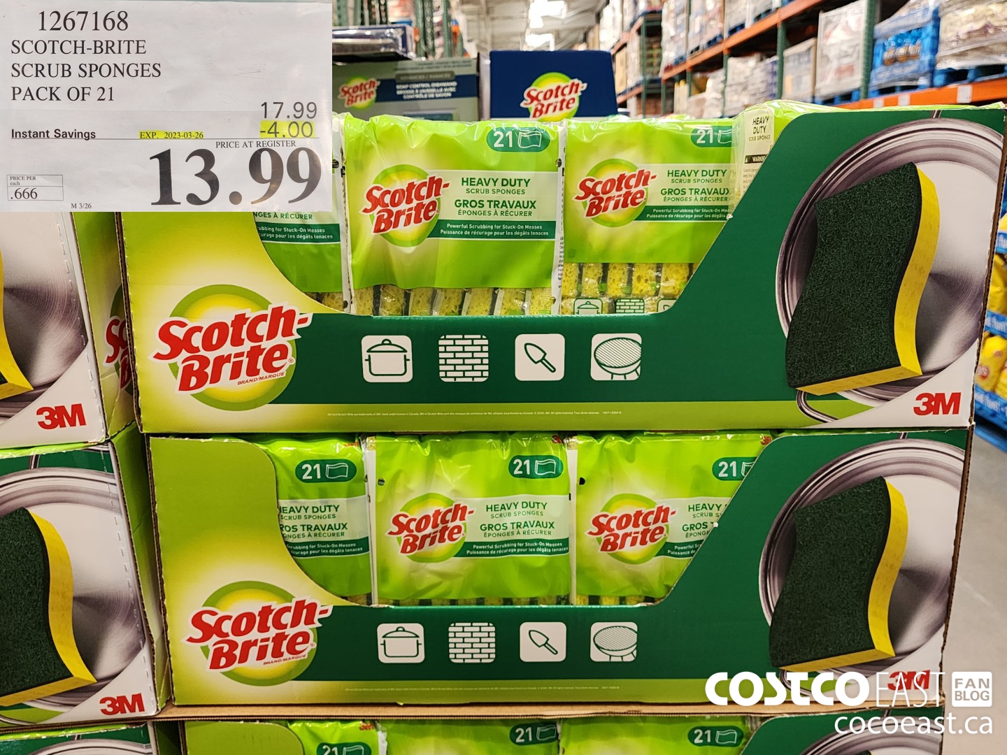 1267168 SCOTCHBRITE SCRUB SPONGES PACK OF 21 ($4.00 INSTANT SAVINGS EXPIRES ON 2023-03-26) $13.99