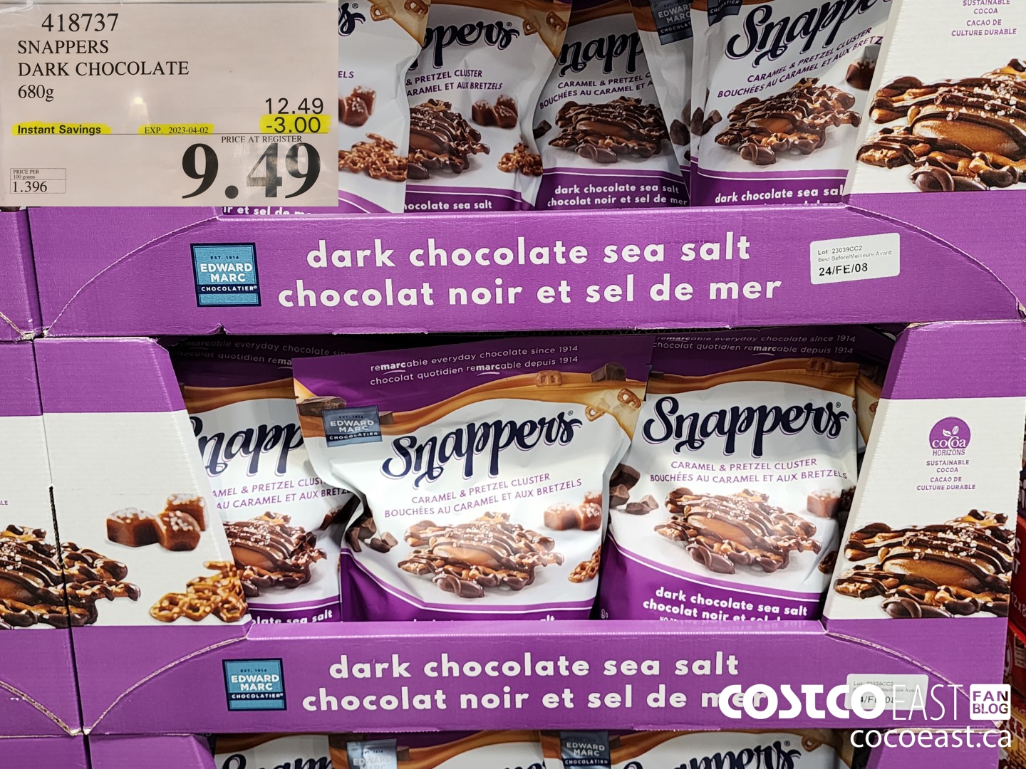 418737 SNAPPERS DARK CHOCOLATE CARAMEL 680g ($3.00 INSTANT SAVINGS EXPIRES ON 2023-04-02) $9.49