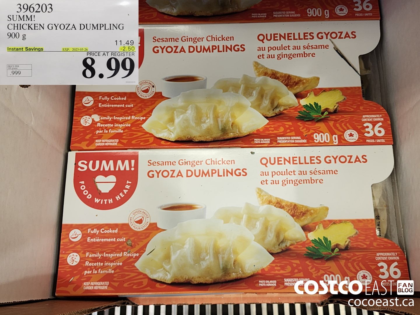 396203 SUMM! CHICKEN GYOZA DUMPLING 900G ($2.50 INSTANT SAVINGS EXPIRES ON 2023-03-26) $8.99
