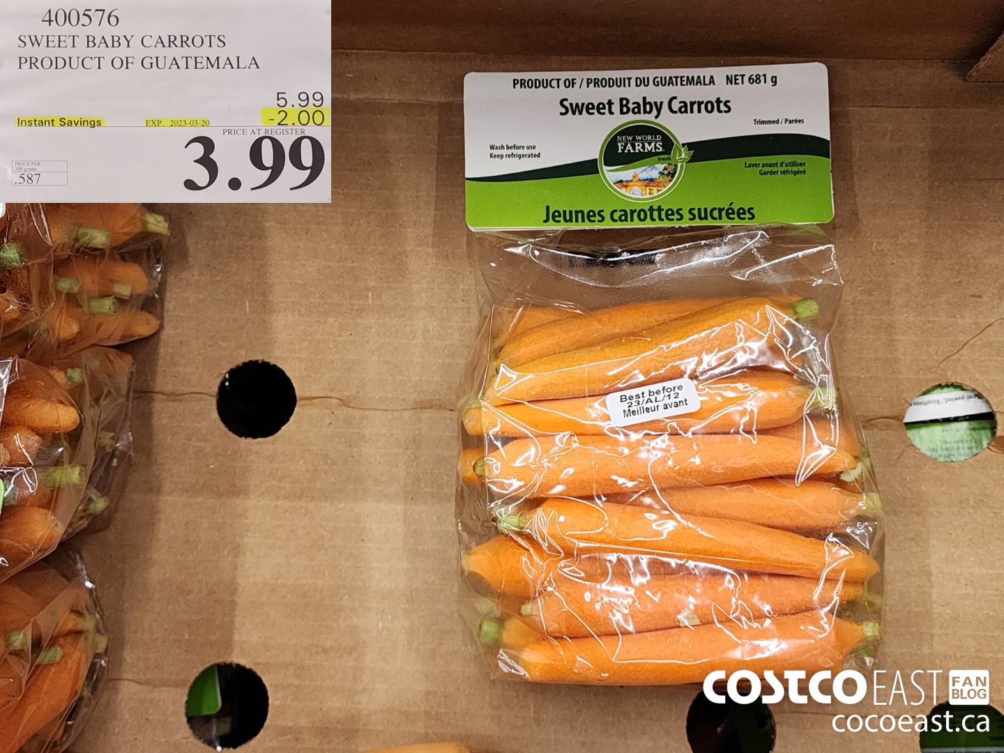 400576 SWEET BABY CARROTS PRODUCT OF GUATEMALA ($2.00 INSTANT SAVINGS EXPIRES ON 2023-03-20) $3.99