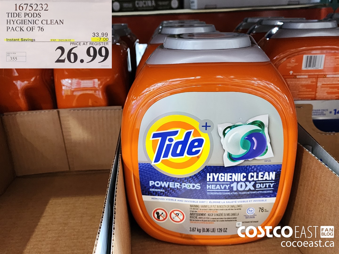 1675232 TIDE PODS HYGIENIC CLEAN PACK OF 76 ($7.00 INSTANT SAVINGS EXPIRES ON 2023-04-02) $26.99