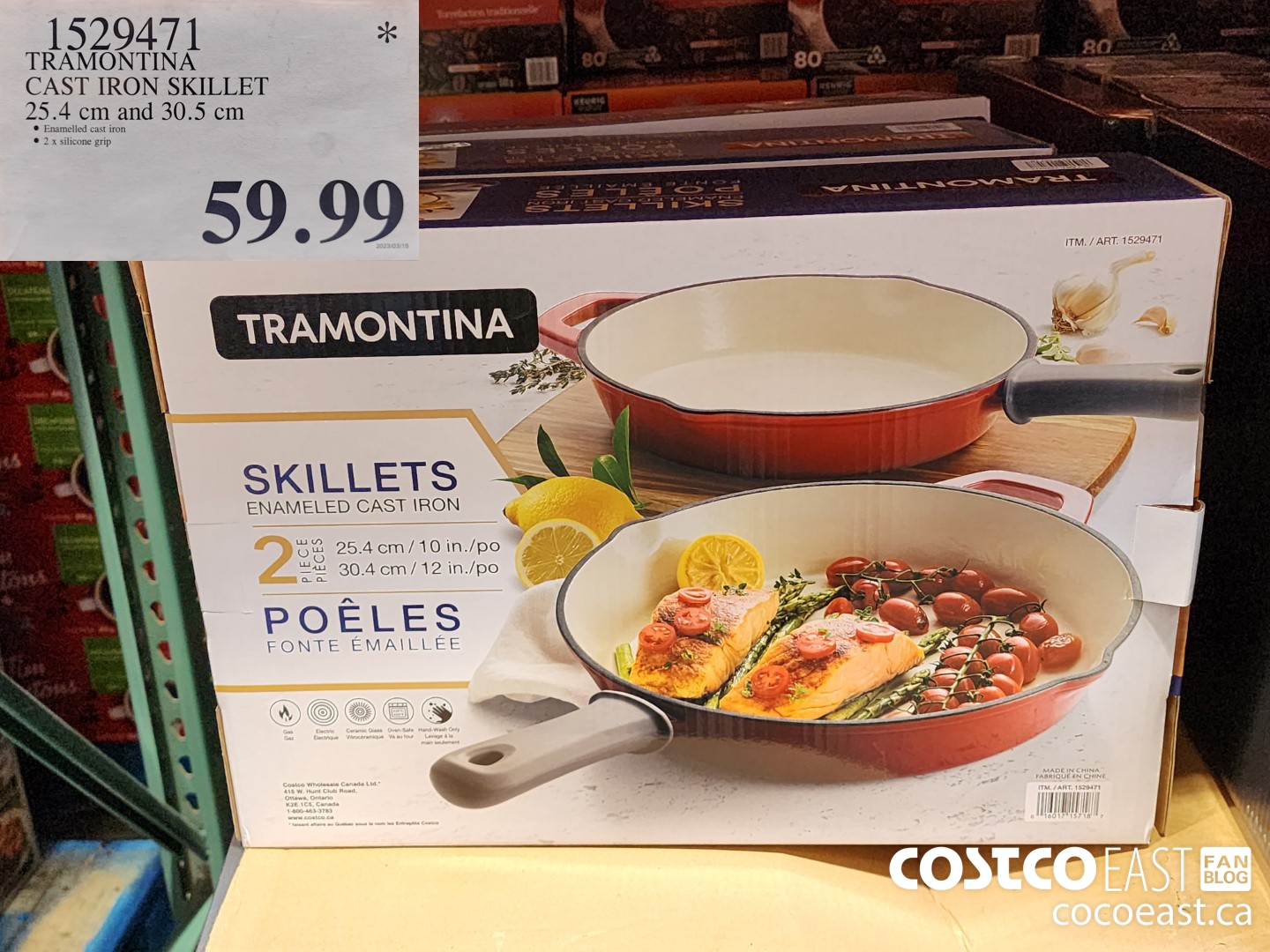1529471 TRAMONTINA CAST IRON SKILLET 25.4 CM AND 30.5 CM $59.99