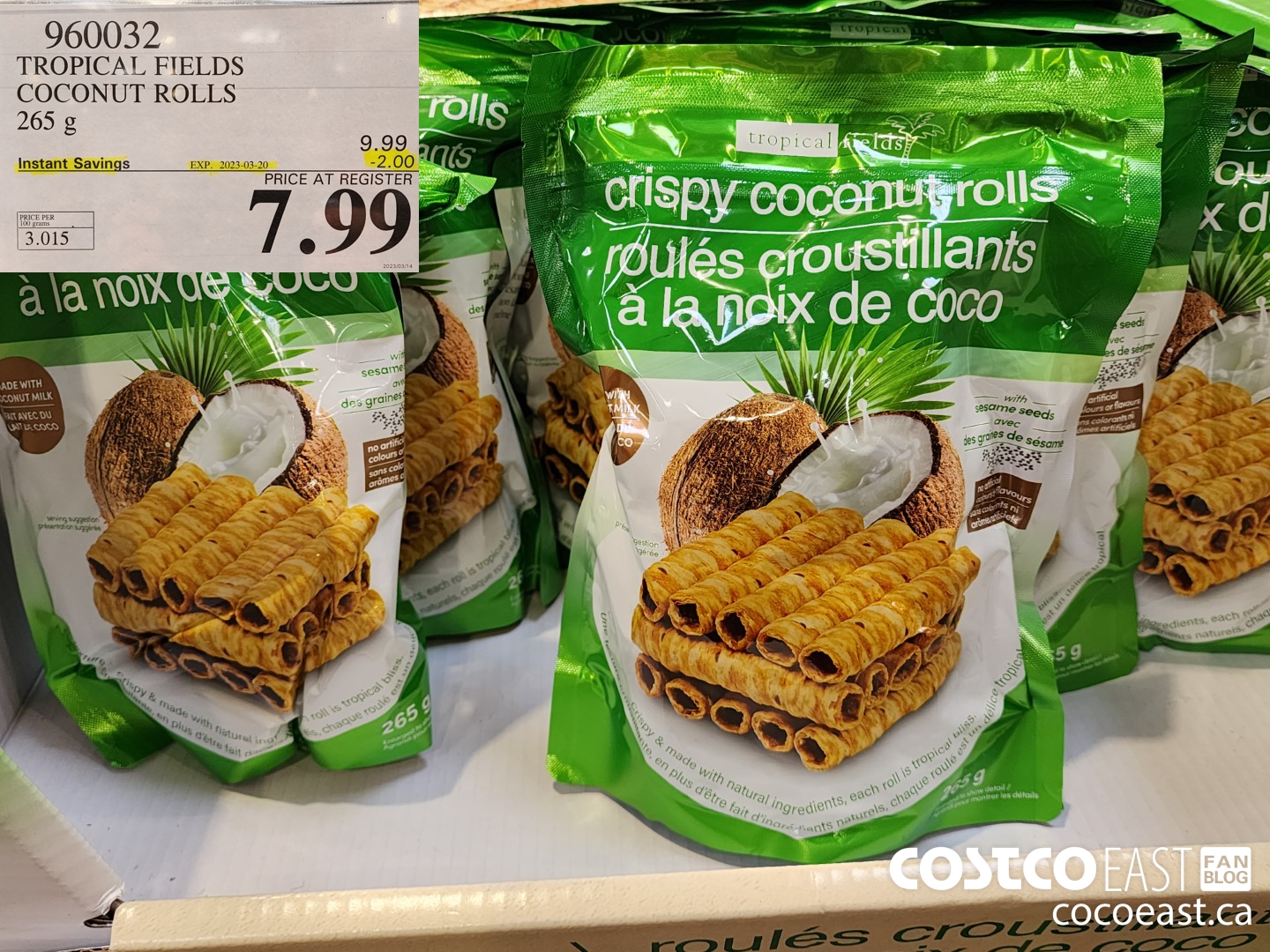 960032 TROPICAL FIELDS COCONUT ROLLS 265 g ($2.00 INSTANT SAVINGS EXPIRES ON 2023-03-20) $7.99