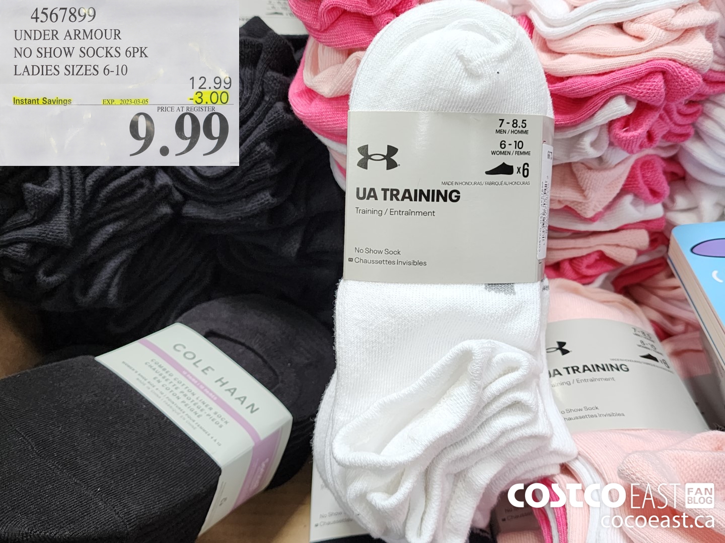 4567899 UNDER ARMOUR NO SHOW SOCKS 6PK LADIES SIZES 6-10 ($3.00 INSTANT SAVINGS EXPIRES ON 2023-03-05) $9.99