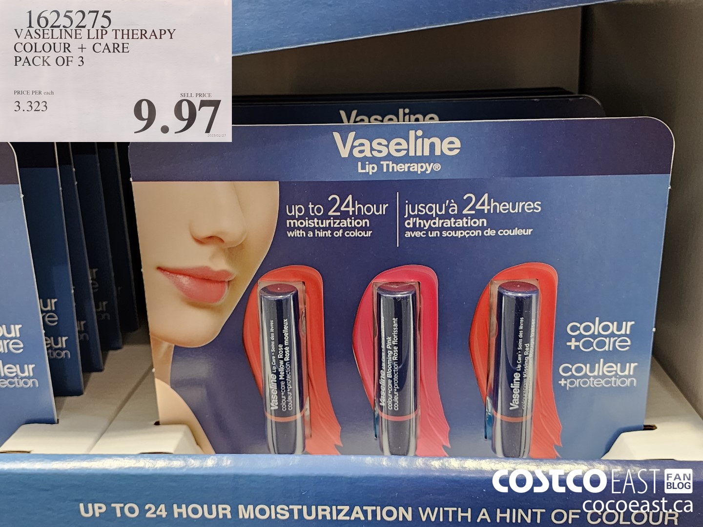 1625275 VASELINE LIP THERAPY COLOUR + CARE PACK OF 3 $9.97