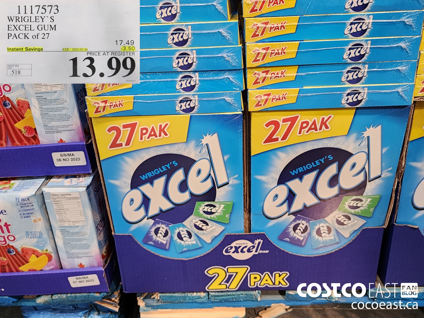 1117573 WRIGLEY;S EXCEL GUM PACK OF 27 ($3.50 INSTANT SAVINGS EXPIRES ON 2023-03-26) $13.99