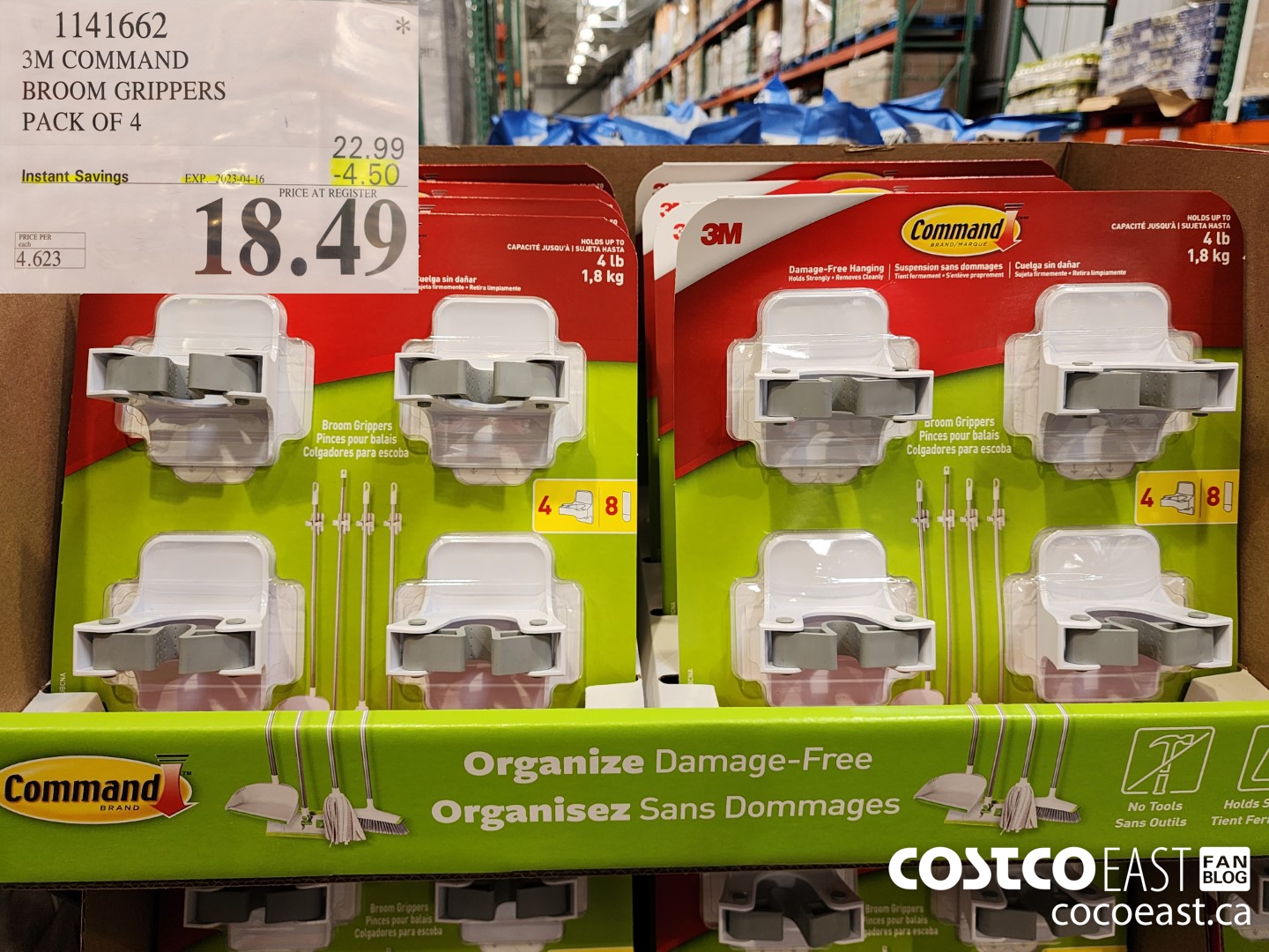 1141662 3M COMMAND BROOM GRIPPERS PACK OF 4 ($4.50 INSTANT SAVINGS EXPIRES ON 2023-04-16) $18.49