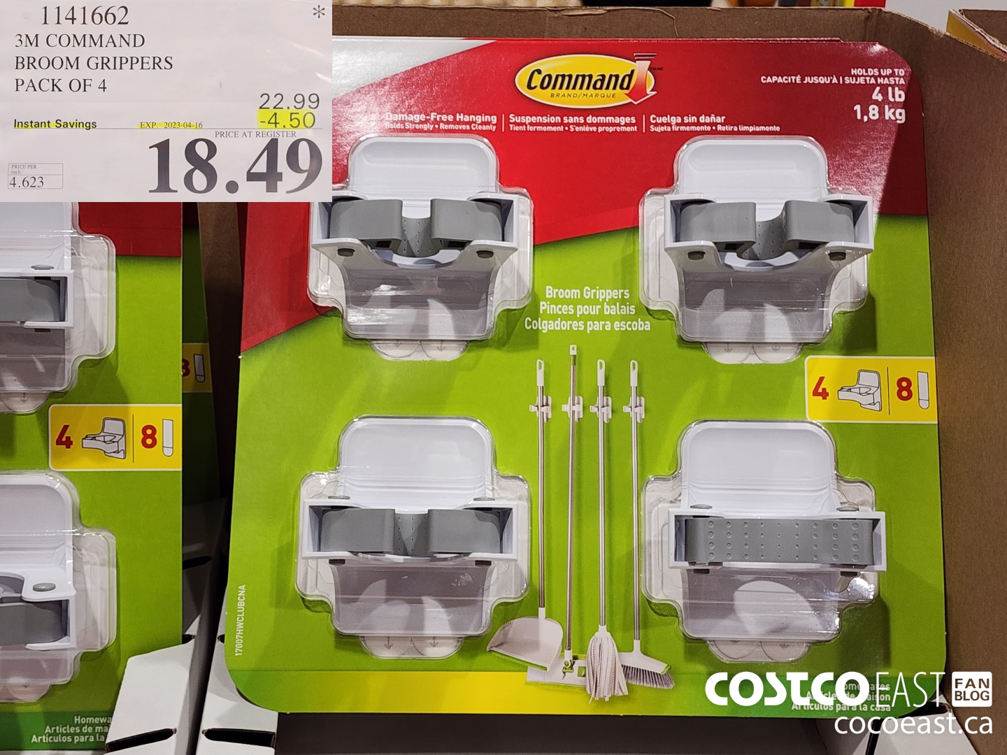 1141662 3M COMMAND BROOM GRIPPERS PACK OF 4 ($4.50 INSTANT SAVINGS EXPIRES ON 2023-04-16) $18.49