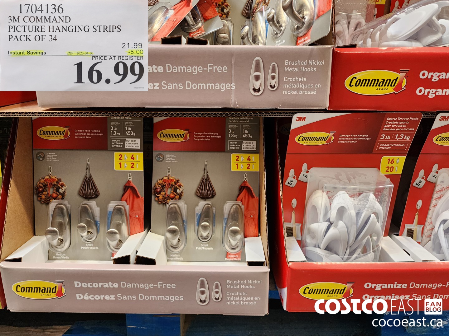 1704136 3M COMMAND PICTURE HANGING STRIPS PACK OF 34 ($5.00 INSTANT SAVINGS EXPIRES ON 2023-04-30) $16.99