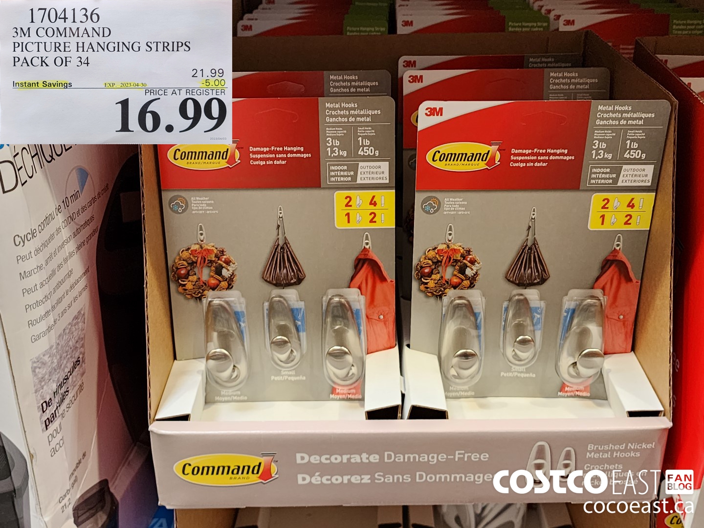 1704136 3M COMMAND PICTURE HANGING STRIPS PACK OF 34 ($5.00 INSTANT SAVINGS EXPIRES ON 2023-04-30) $16.99