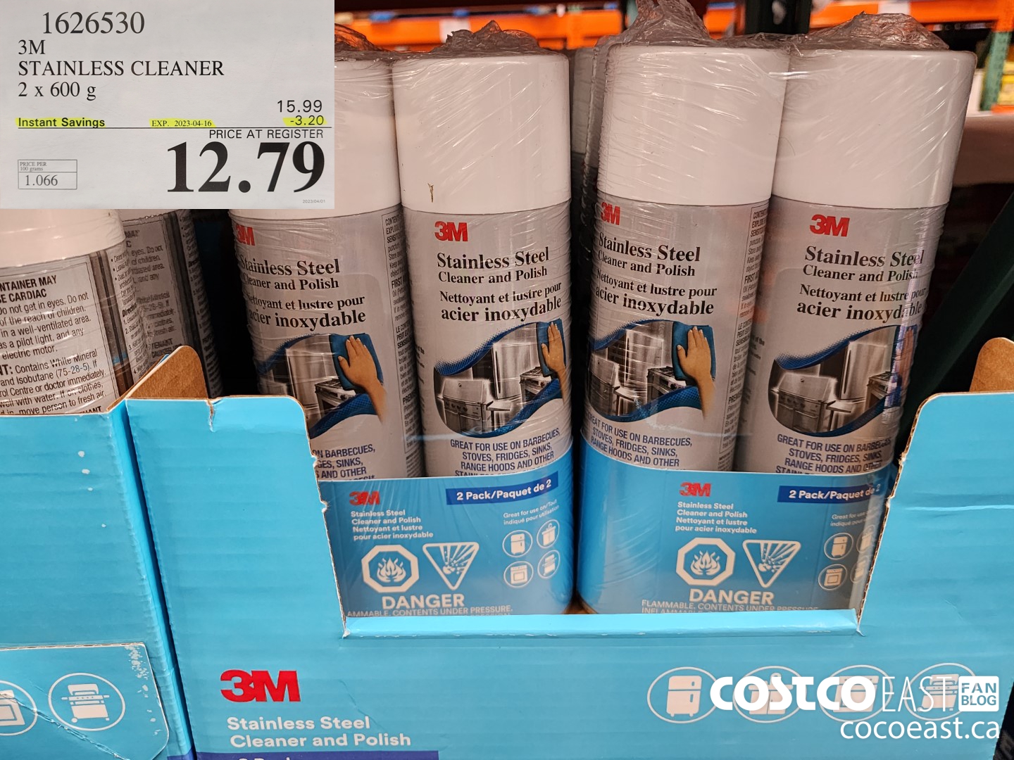 1626530 3M STAINLESS STEEL CLEAN 2 x 600g ($3.20 INSTANT SAVINGS EXPIRES ON 2023-04-16) $12.79