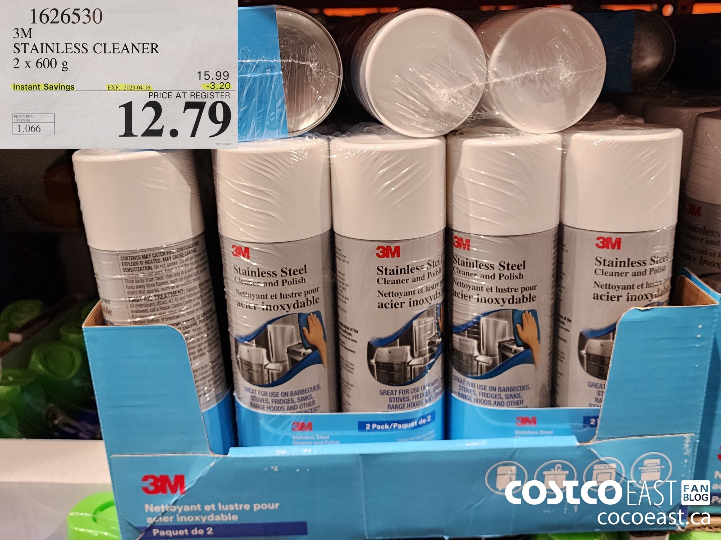 1626530 3M STAINLESS STEEL CLEAN 2 x 600g ($3.20 INSTANT SAVINGS EXPIRES ON 2023-04-16) $12.79