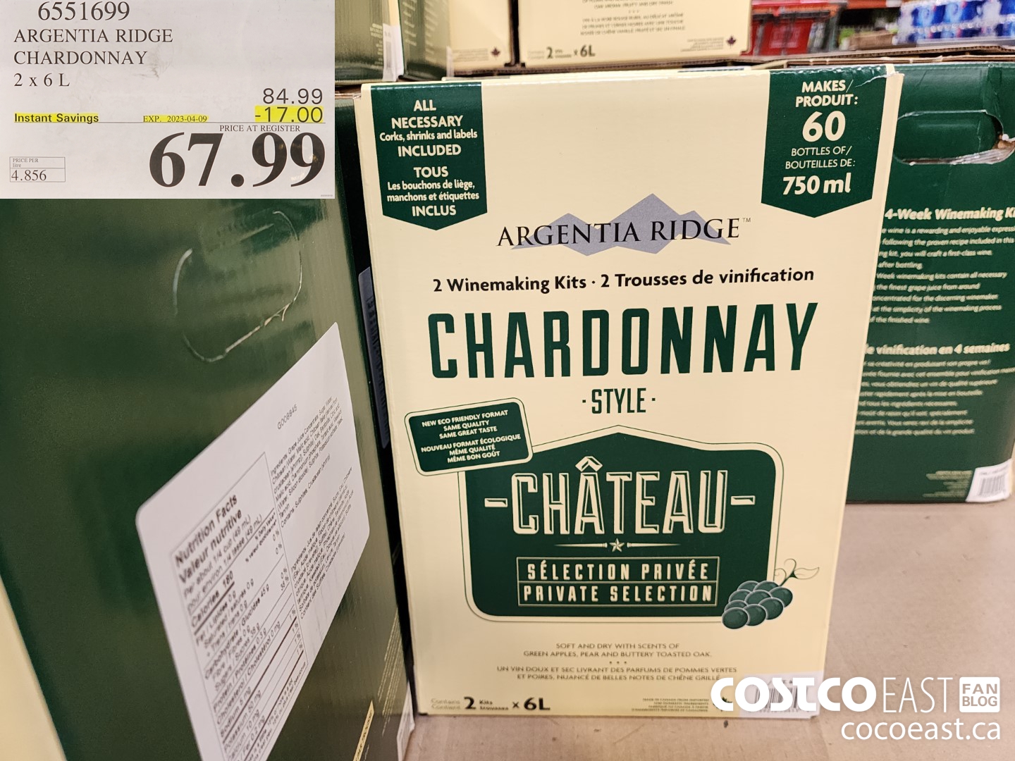 6551699 ARGENTIA RIDGE CHARDONNAY 2 X 6L ($17.00 INSTANT SAVINGS EXPIRES ON 2023-04-09) $67.99