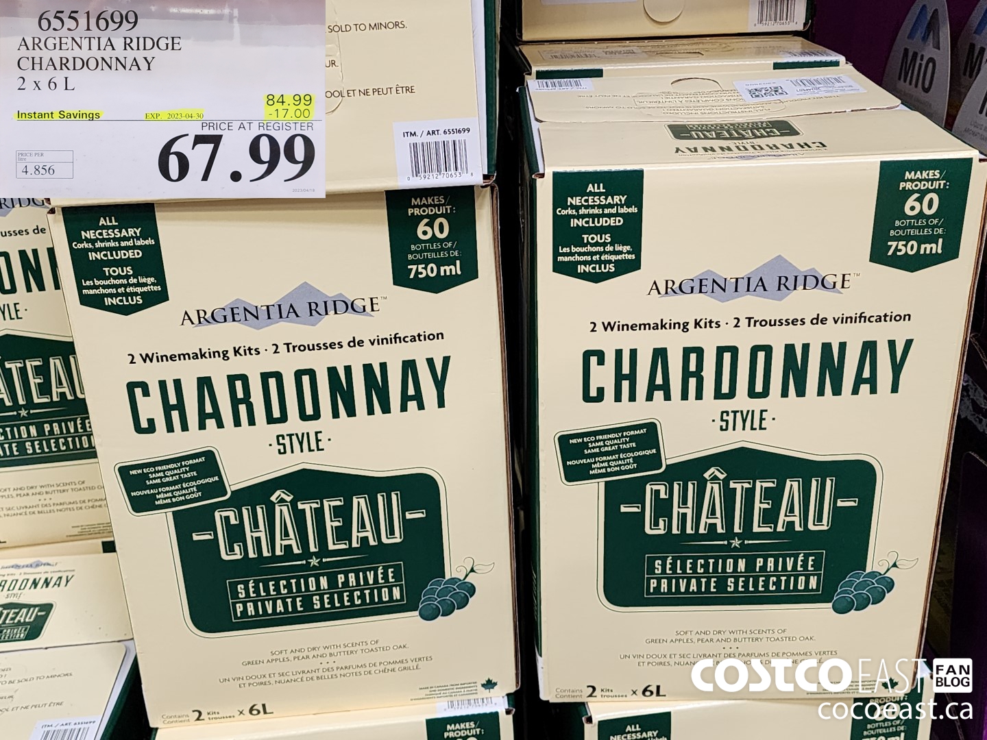 6551699 ARGENTIA RIDGE CHARDONNAY 2 X 6L ($17.00 INSTANT SAVINGS EXPIRES ON 2023-04-30) $67.99