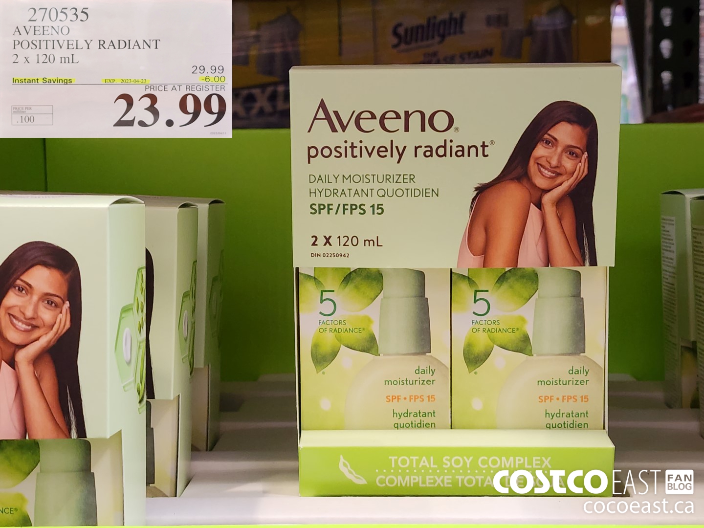 270535 AVEENO POSITIVELY RADIANT 2 X 120 ML ($6.00 INSTANT SAVINGS EXPIRES ON 2023-04-23) $23.99