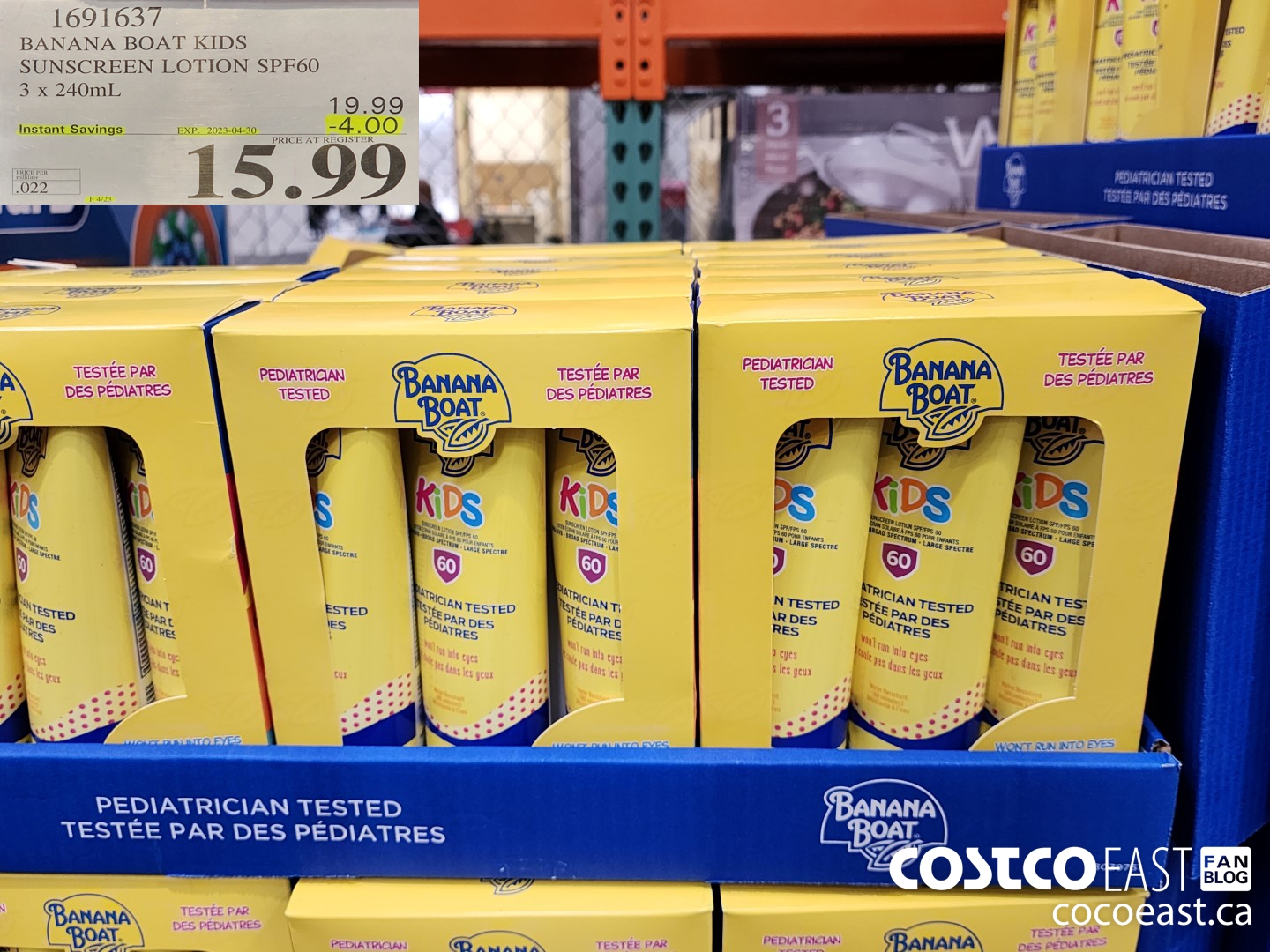 1691637 BANANA BOAT KIDS SUNSCREEN LOTION SPF60 3 x 240mL ($4.00 INSTANT SAVINGS EXPIRES ON 2023-04-30) $15.99