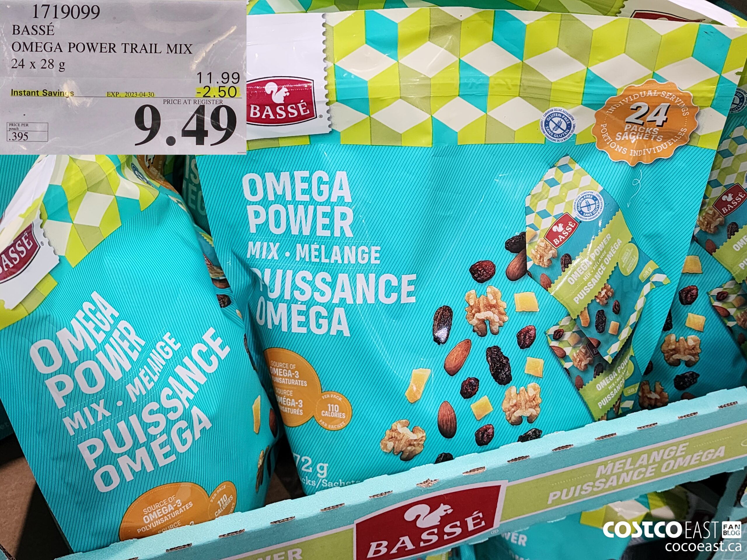 1719099 BASSE OMEGA POWER TRAIL MIX 24 X 28 g ($2.50 INSTANT SAVINGS EXPIRES ON 2023-04-30) $9.49