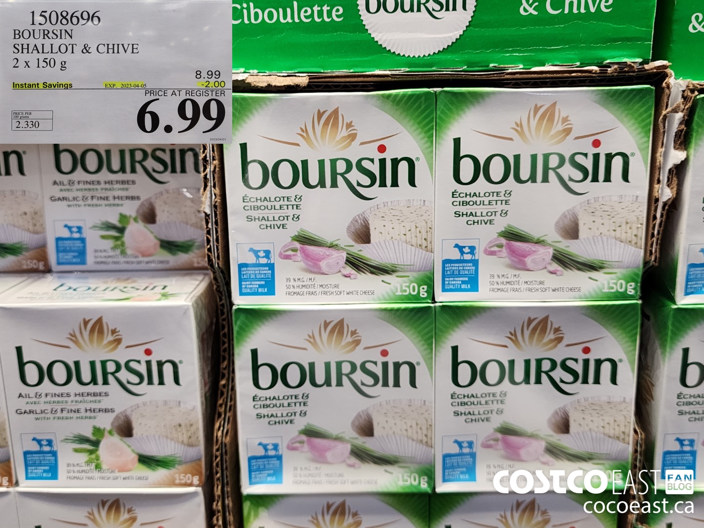 1508696 BOURSIN SHALLOT & CHIVE 2 X 150 G ($2.00 INSTANT SAVINGS EXPIRES ON 2023-04-05) $6.99