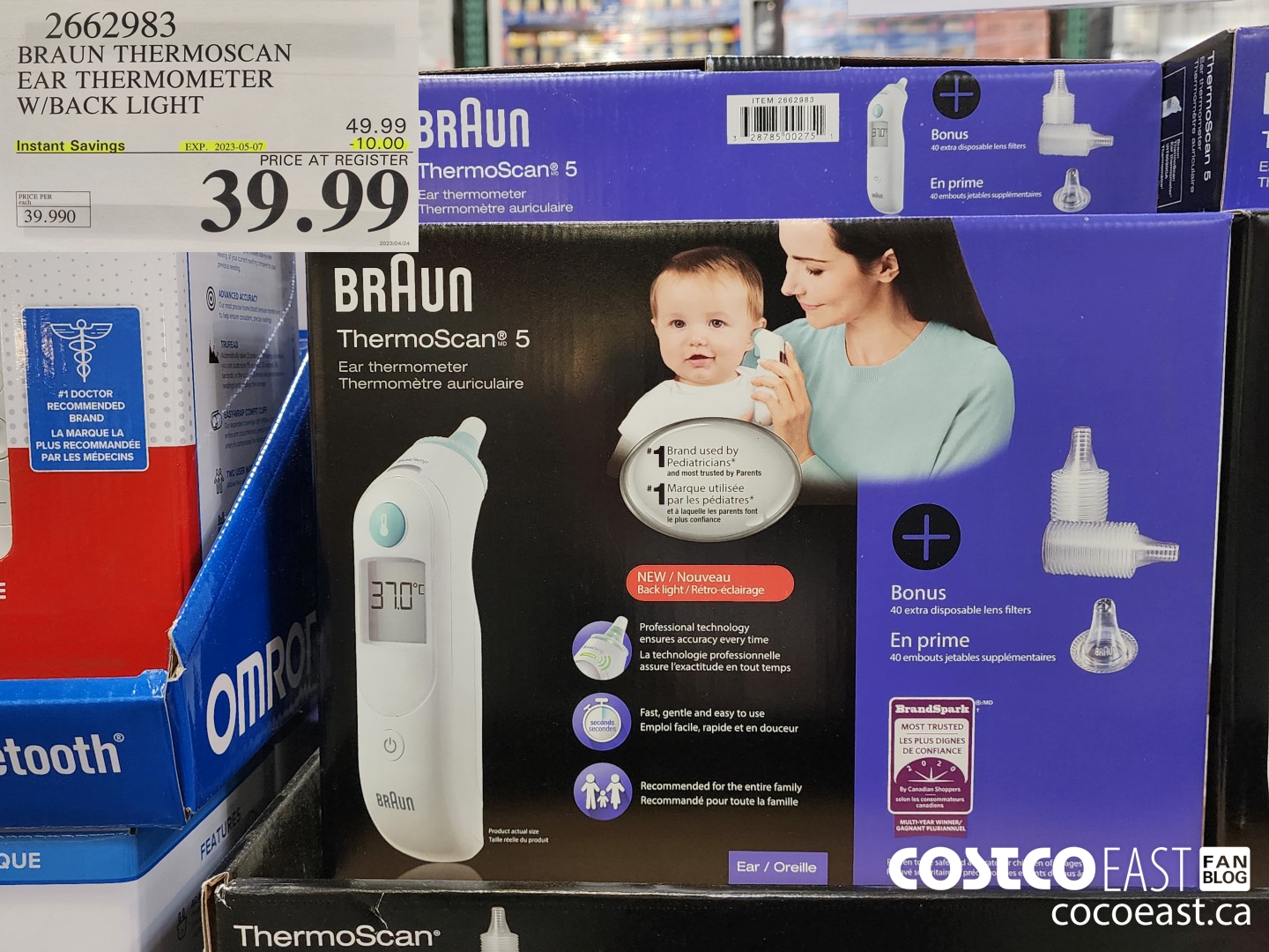 2662983 BRAUN THERMOSCAN EAR THERMOMETER W/BACK LIGHT ($10.00 INSTANT SAVINGS EXPIRES ON 2023-05-07) $39.99