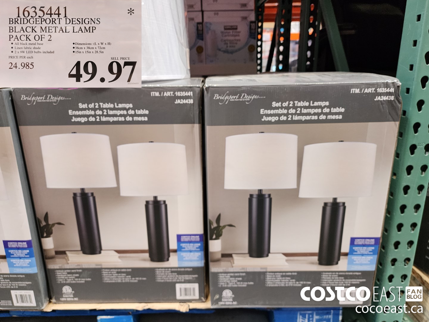 1635441 BRIDGEPORT DESIGNS BLACK METAL LAMP PACK OF 2 $49.97