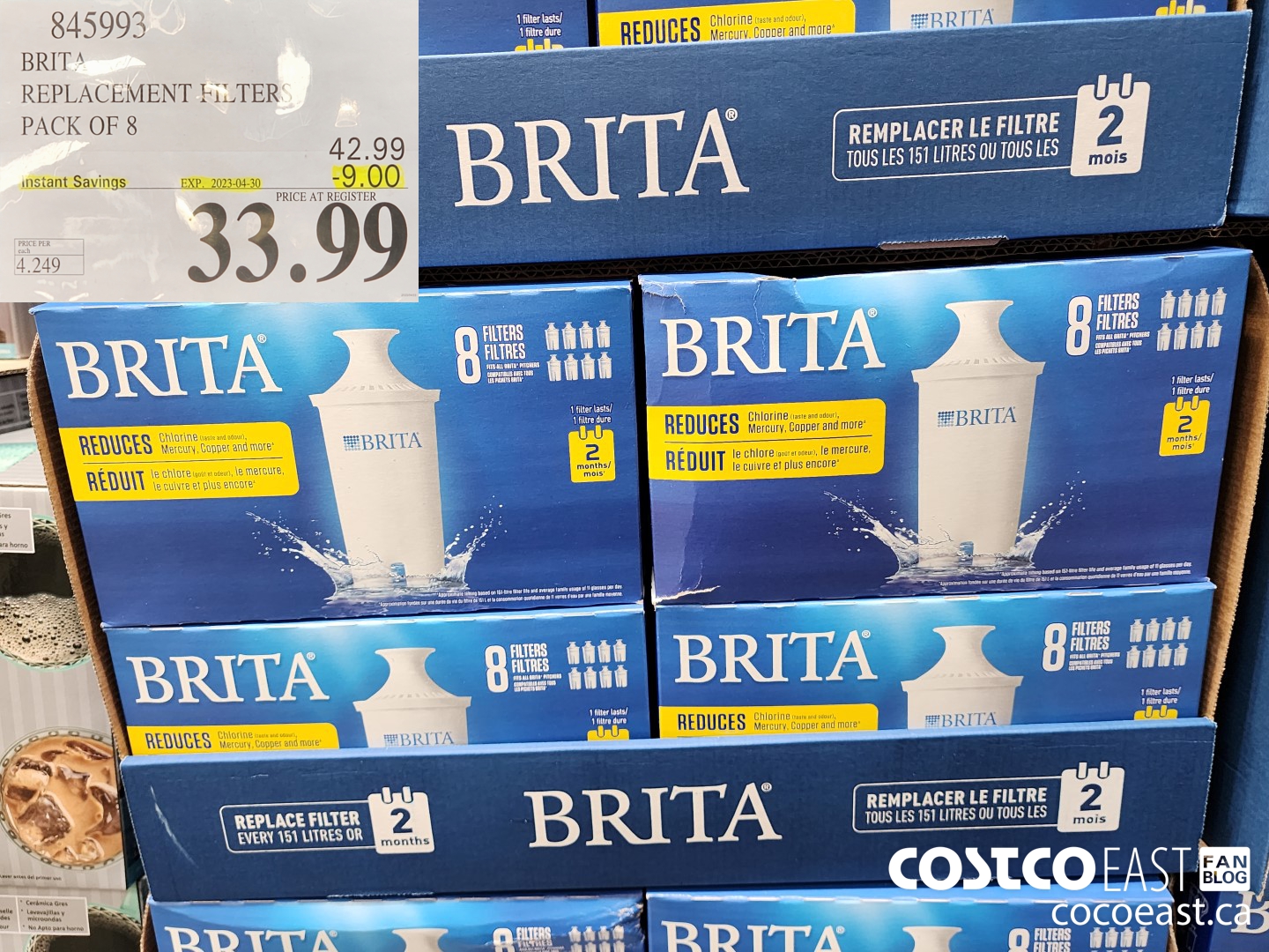 845993 BRITA REPLACEMENT FILTERS PACK OF 8 ($9.00 INSTANT SAVINGS EXPIRES ON 2023-04-30) $33.99
