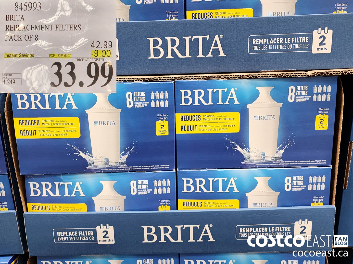 845993 BRITA REPLACEMENT FILTERS PACK OF 8 ($9.00 INSTANT SAVINGS EXPIRES ON 2023-04-30) $33.99