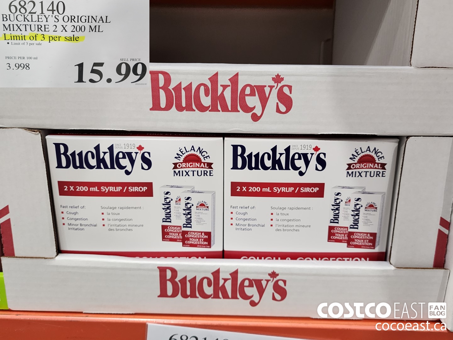 682140 BUCKLE ORIGINAL MIXTURE 2 X 200 ML LIMIT OF 3 PER SALE $15.99