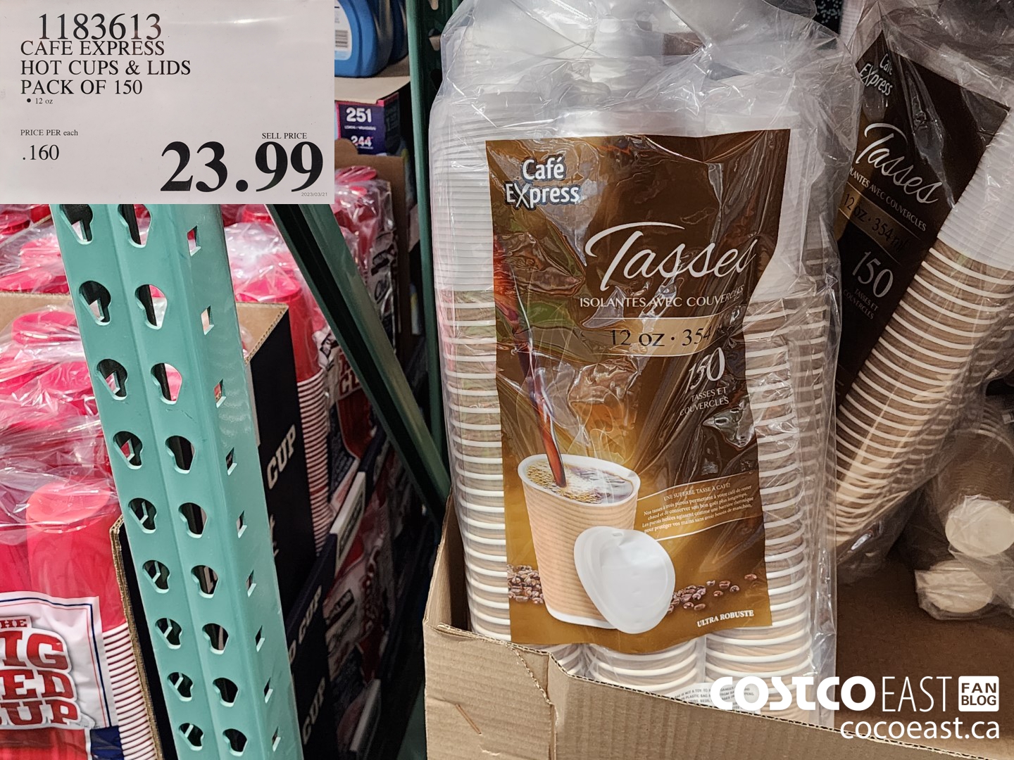 1183613 CAFE EXPRESS HOT CUPS & LIDS PACK OF 150 $23.99