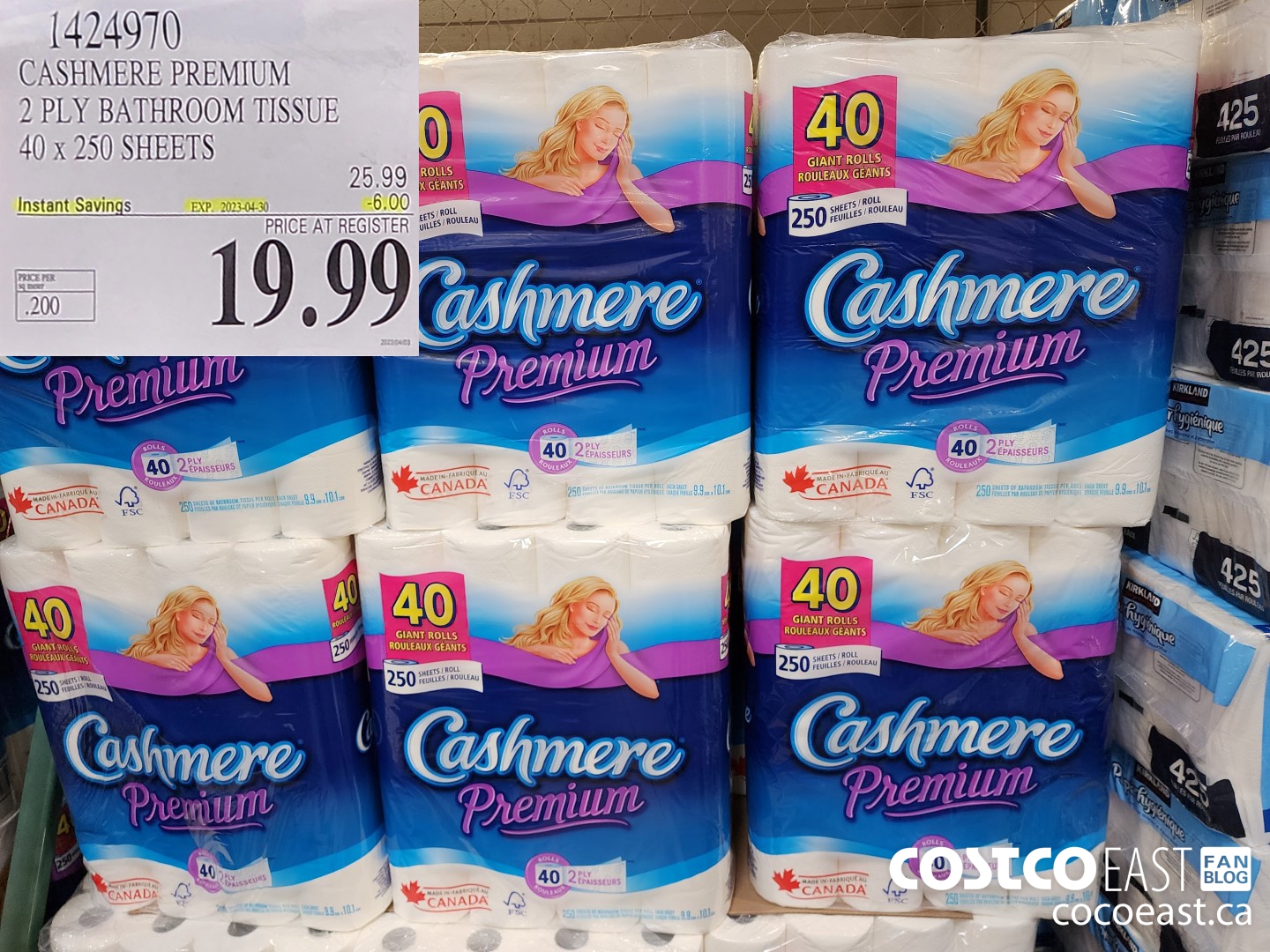 1424970 CASHMERE PREMIUM 2 PLY BATHROOM TISSUE 40 x 250 sheets ($6.00 INSTANT SAVINGS EXPIRES ON 2023-04-30) $19.99