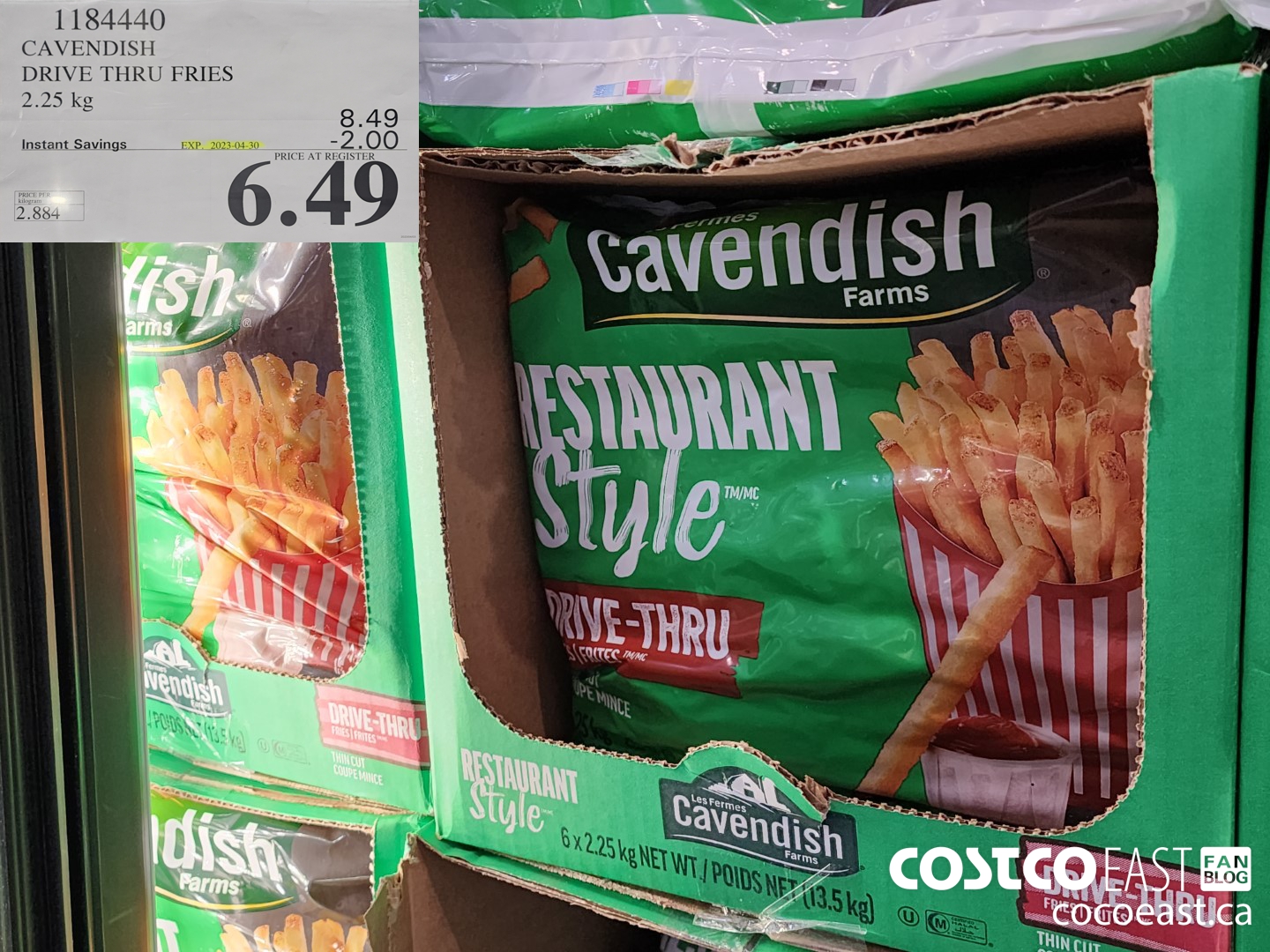 1184440 CAVENDISH DRIVE THRU FRIES 2.25 kg ($2.00 INSTANT SAVINGS EXPIRES ON 2023-04-30) $6.49