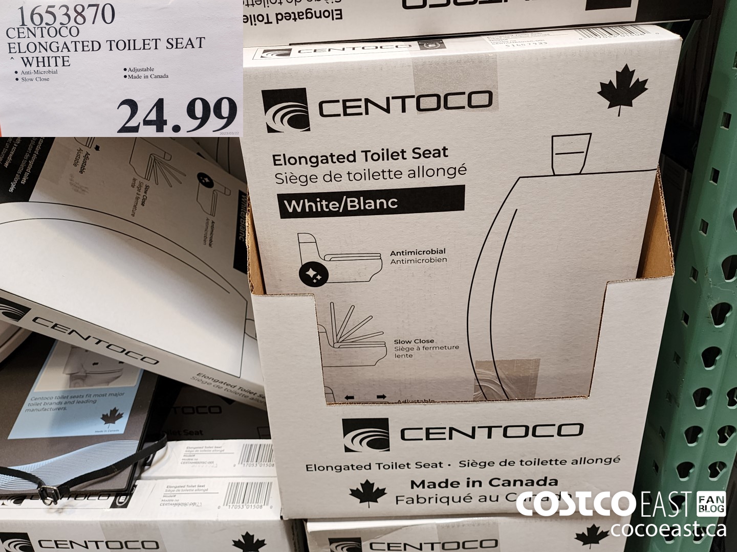 1653870 CENTOCO ELONGATED TOILET SEAT WHITE $24.99