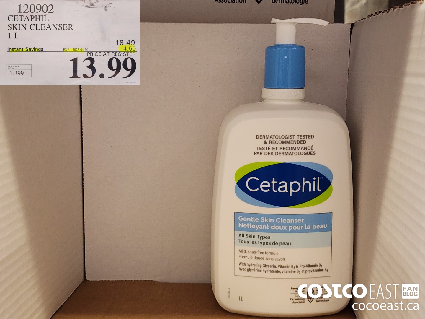 120902 CETAPHIL SKIN CLEANSER 1 L ($4.55 INSTANT SAVINGS EXPIRES ON 2023-04-30) $13.99