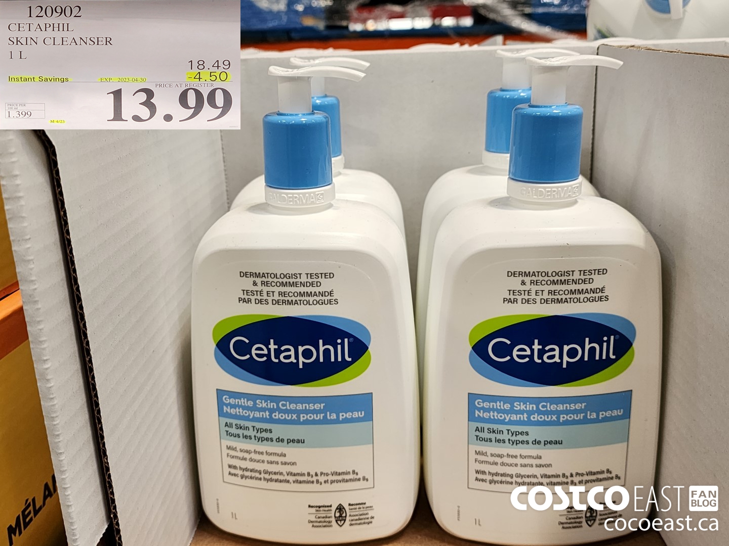 120902 CETAPHIL SKIN CLEANSER 1 L ($4.50 INSTANT SAVINGS EXPIRES ON 2023-04-30) $13.99