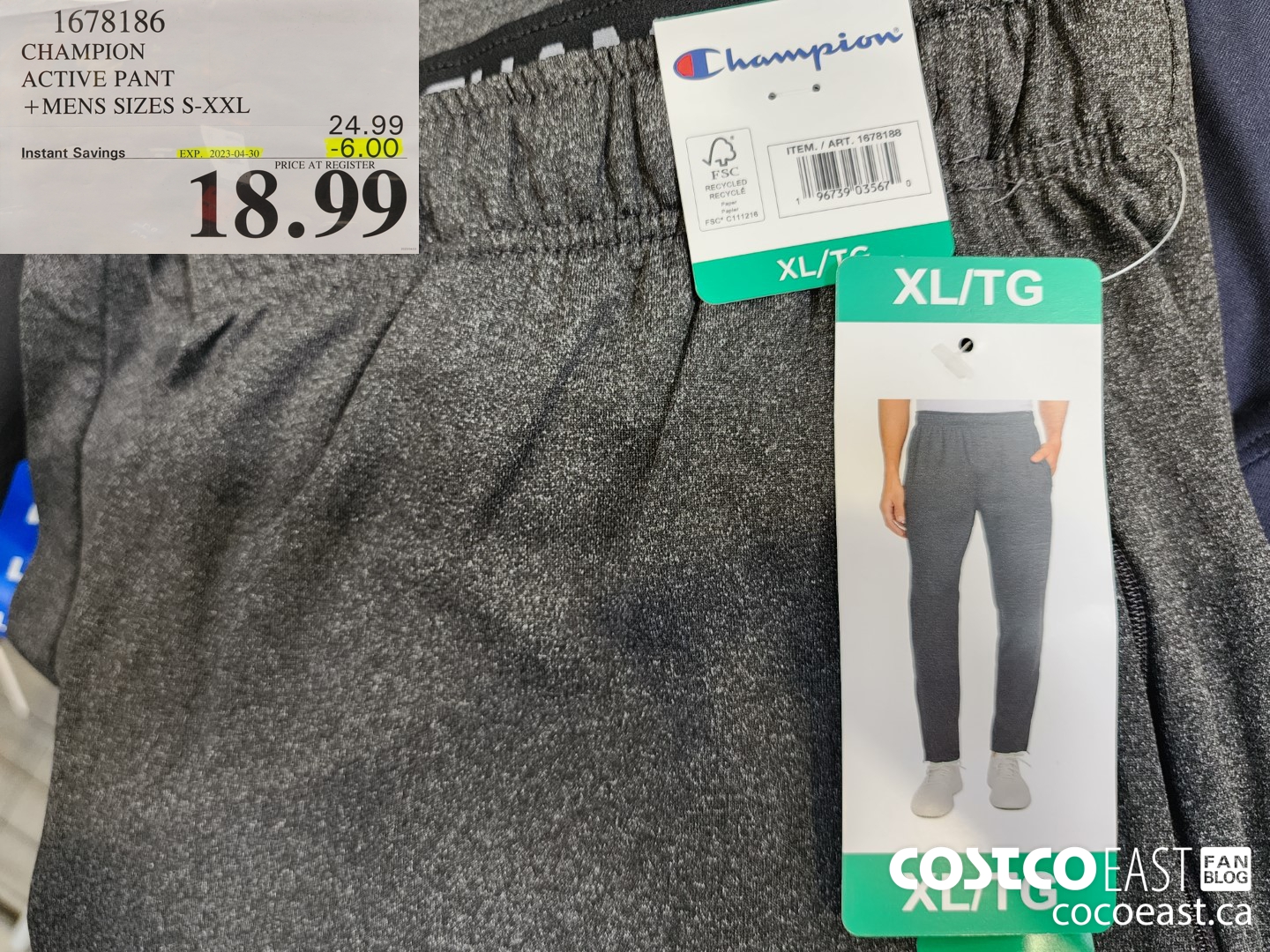 1678186 CHAMPION ACTIVE PANT +MENS SIZES S-XXL ($6.00 INSTANT SAVINGS EXPIRES ON 2023-04-30) $18.99
